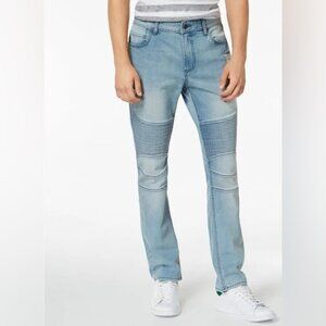 American‎ Rag 36x34 Men's Med Wash Blue Moto Jeans Slim Fit Denim Pants